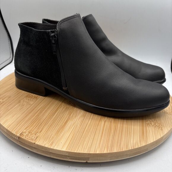 NAOT Helm Black Leather Suede Ankle Boots Dual Zip EU41 US10 Comfort Walking - Picture 7 of 13